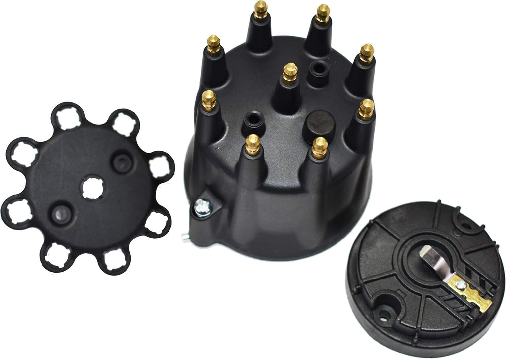 Black 8-Cylinder Distributor Cap and Rotor Kit X505