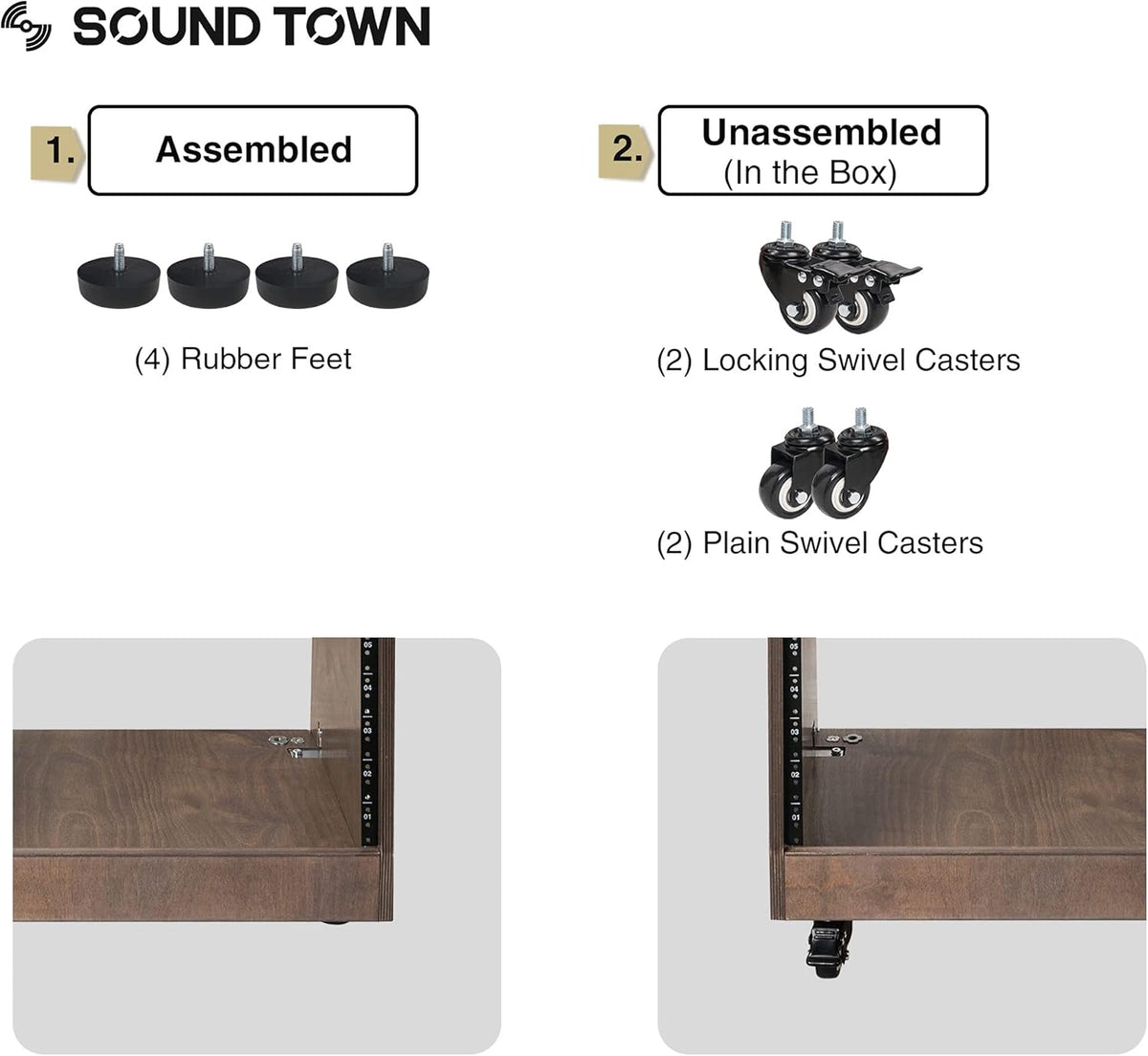 12U Slanted Studio Rack with 2U Drawer, Plywood, Weathered Gray Y1338
