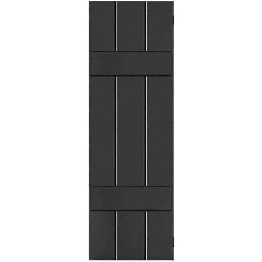2-Pack 12-in W x 45-in H Black Board and Batten Wood Exterior Shutters P9121