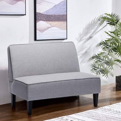 Gray Linen Armless Loveseat E828685