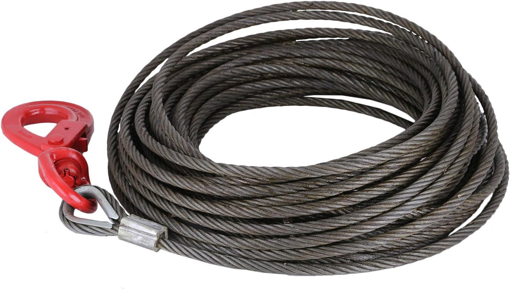 Winch Cable 8/17Inch x 100Ft Replacement Wire Rope 4400LBS Fiber Core Swivel Hook Pack of 2 X862