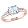 10kt Rose Gold Aquamarine and Diamond Accent Cocktail Ring H83714