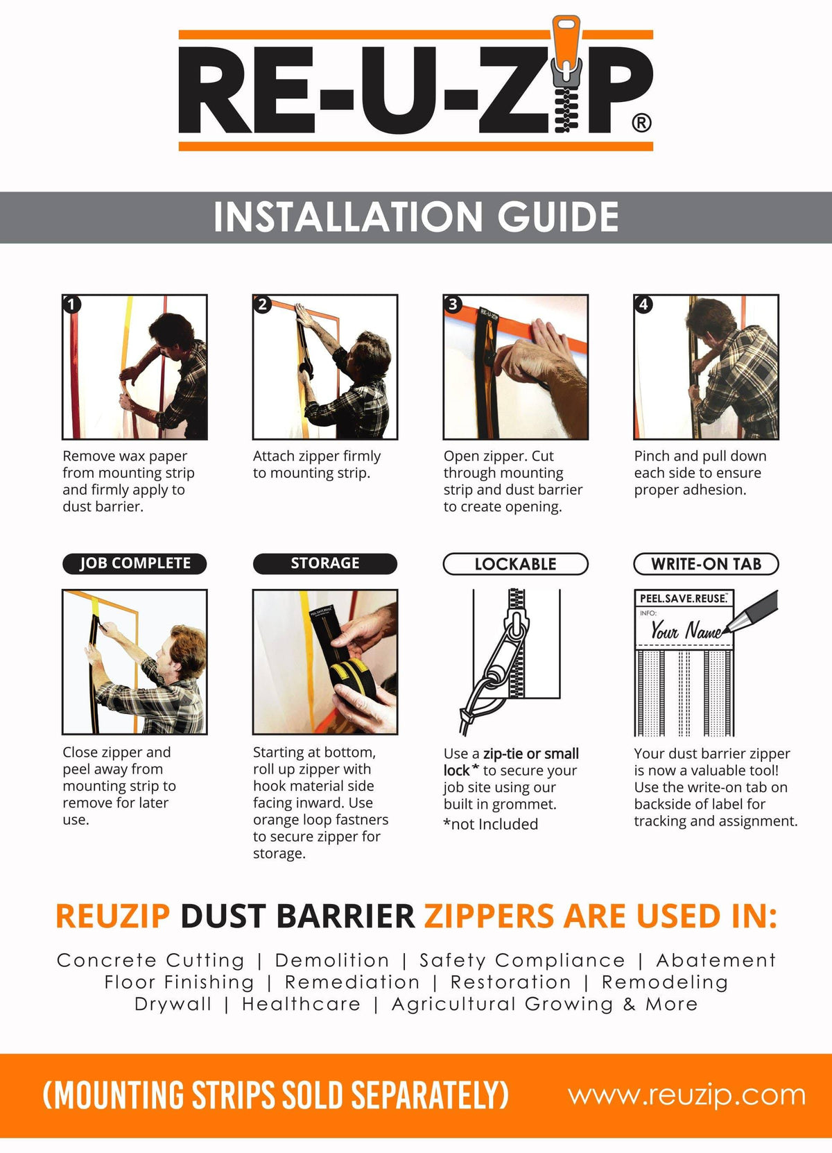 Red Reusable Dust Barrier Zipper 6 Pack G558996
