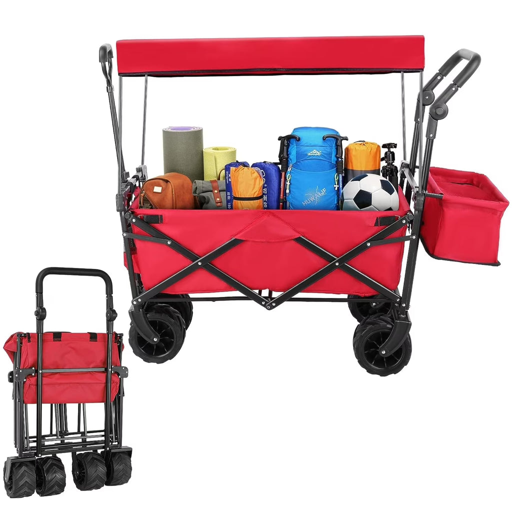 Collapsible Folding Wagon Cart with Removable Canopy S12191