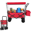 Collapsible Folding Wagon Cart with Removable Canopy S12191