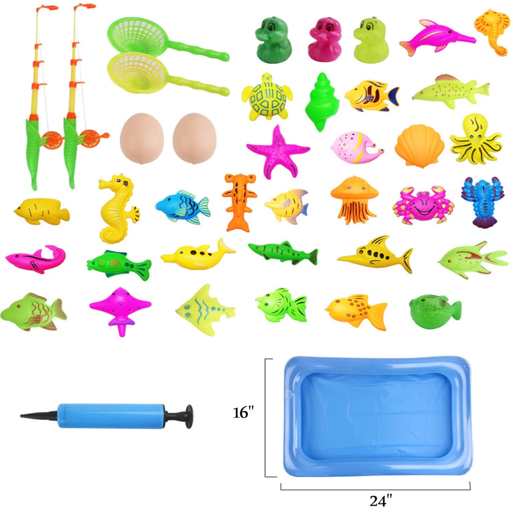 Magnetic Fishing Pool Toys Game with Pole Rod Net J196