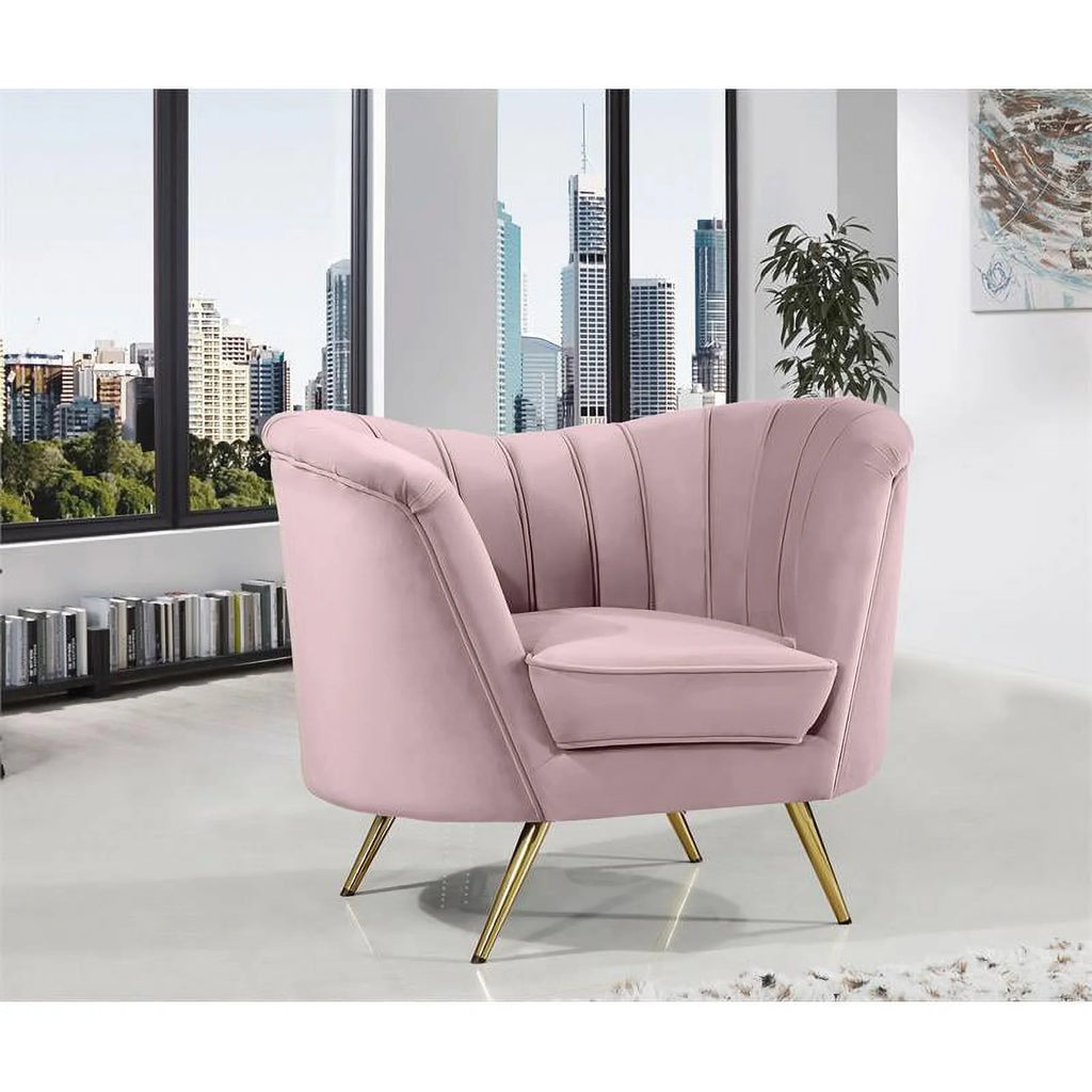 3-Piece Set with Accent Chair Loveseat and Sofa in Pink and Gold S131