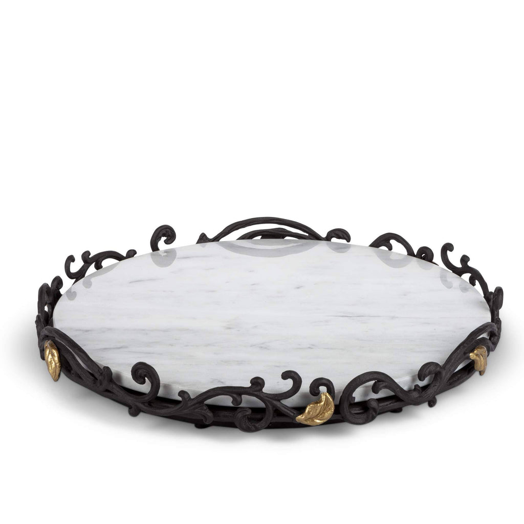 Gold Leaf Marble Lazy Susan with Metal Base N93123