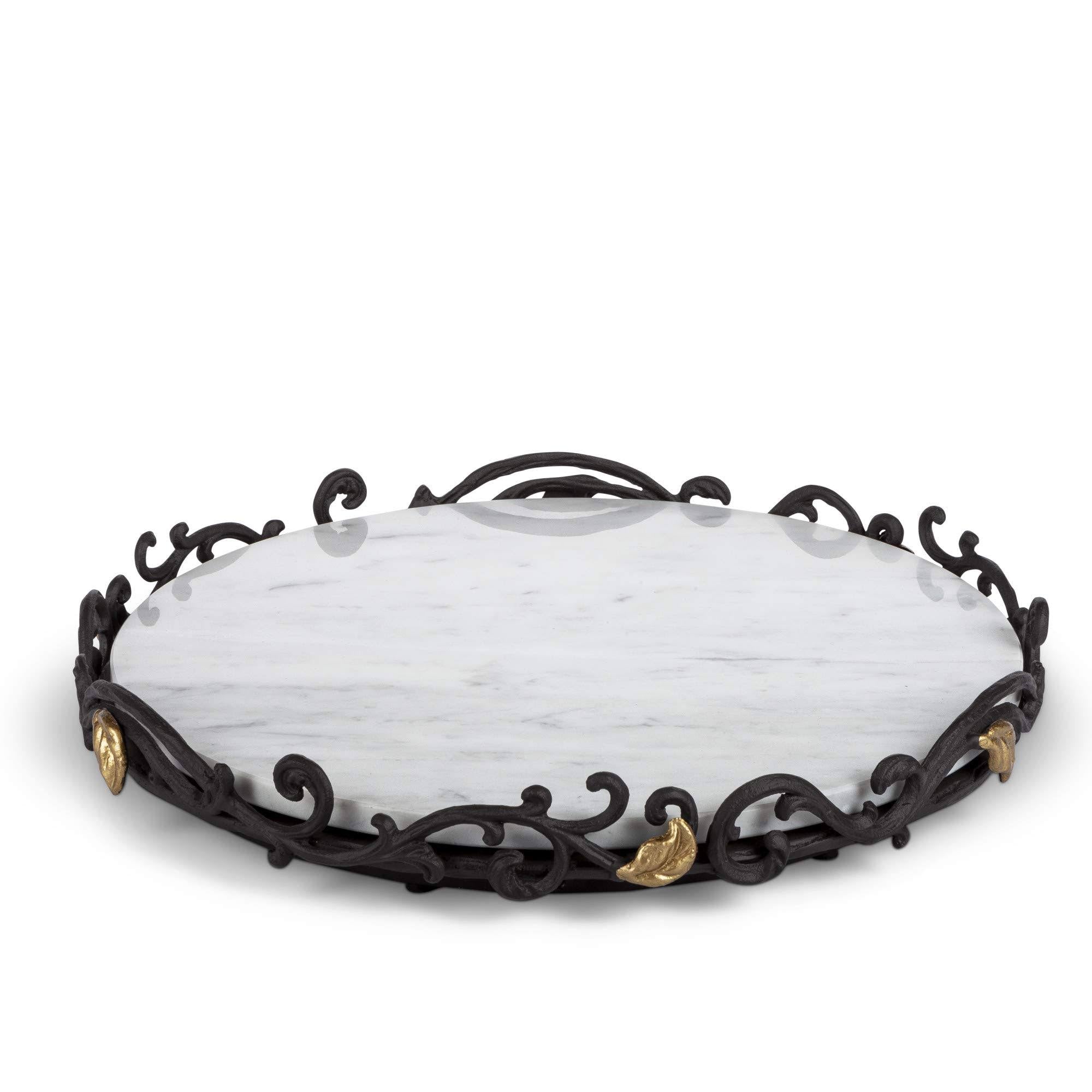 Gold Leaf Marble Lazy Susan with Metal Base N93123