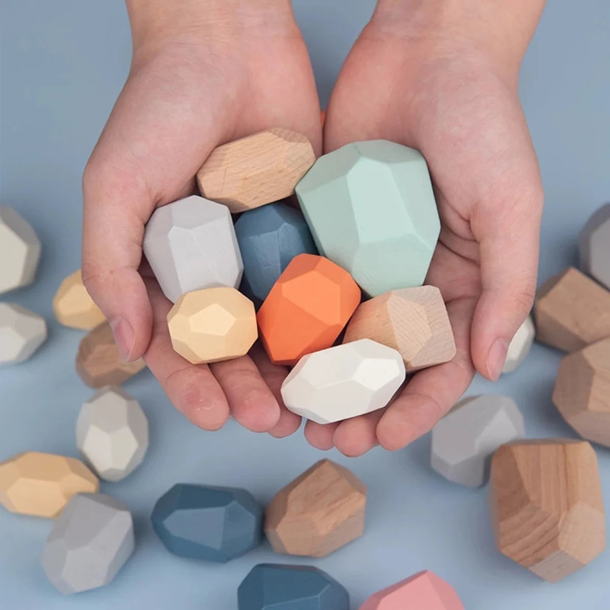36Pcs Colorful Wooden Stacking Balancing Stones Z18397