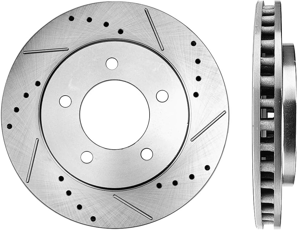 FRONT 308mm Drilled/Slotted 5 Lug Rotors W22542