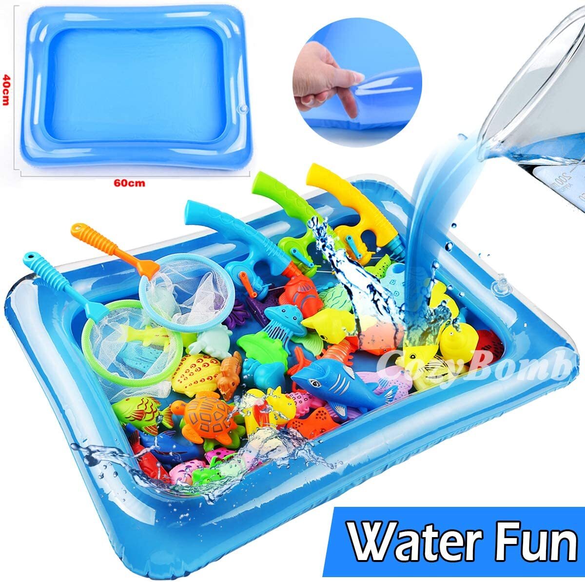 Magnetic Fishing Pool Toys Game with Pole Rod Net J196