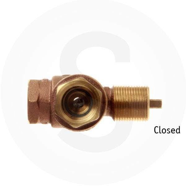 3/4 inch Angled Gas Fire Pit Shut Off Valve Kit with Pewter Flange and Key U11333