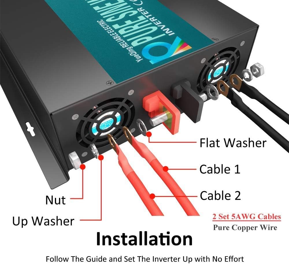 3000W 48V 120V Pure Sine Wave Power Inverter with 2 AC Outlets R2160