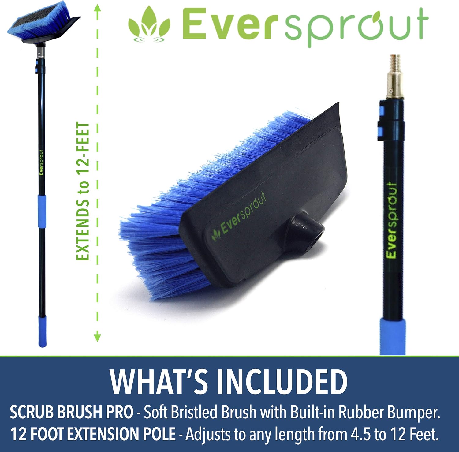 5-to-12 Foot Scrub Brush with Rubber Bumper V23025