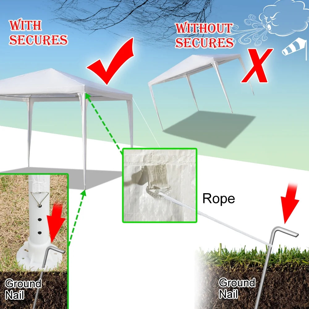 White 10x10ft Pop Up Canopy Tent with 4 Removable Side Walls Y89199