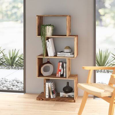 Brown Geometric Bookcase H307