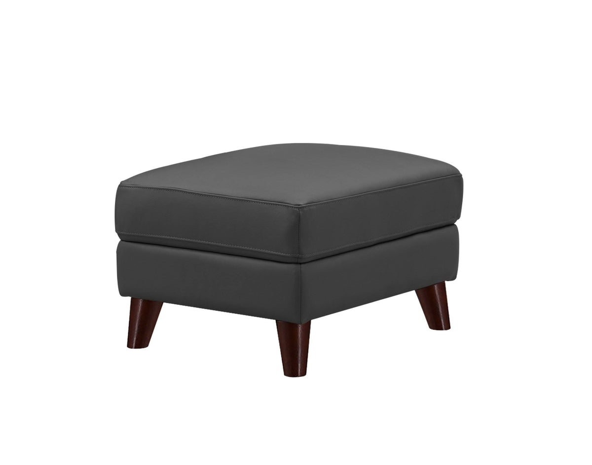 Slate Gray Leather Ottoman K7986