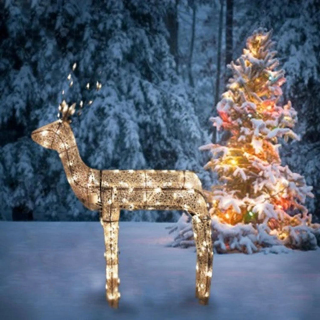 48x22 Glitter Animated Standing Reindeer Lighted Christmas Yard Decoration Q24002