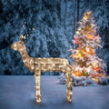 48x22 Glitter Animated Standing Reindeer Lighted Christmas Yard Decoration Q24002