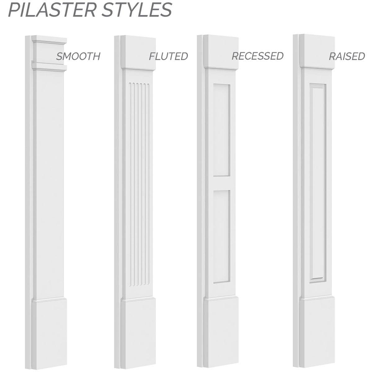 Two Equal Flat Panel PVC Pilaster with Standard Capital & Base (Pair) C103690
