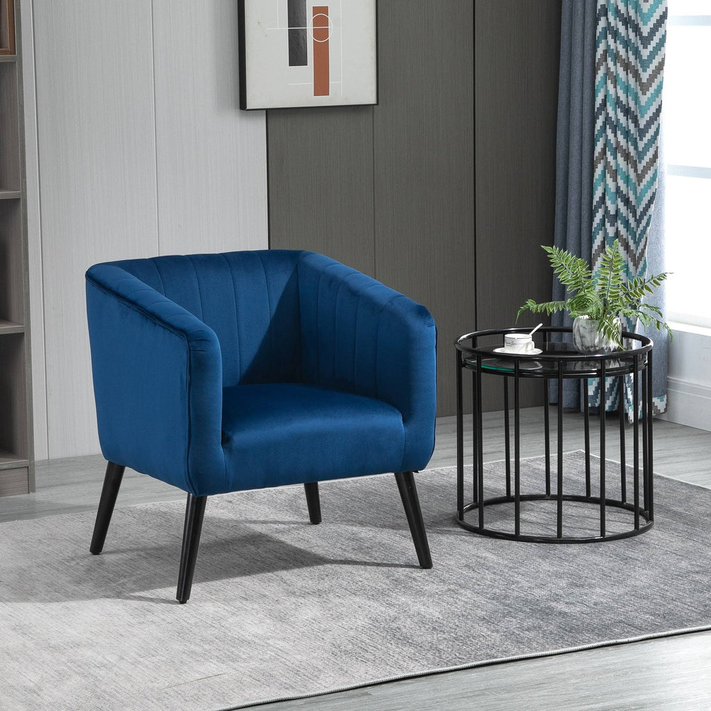 Blue Velvet Accent Armchair Y169015