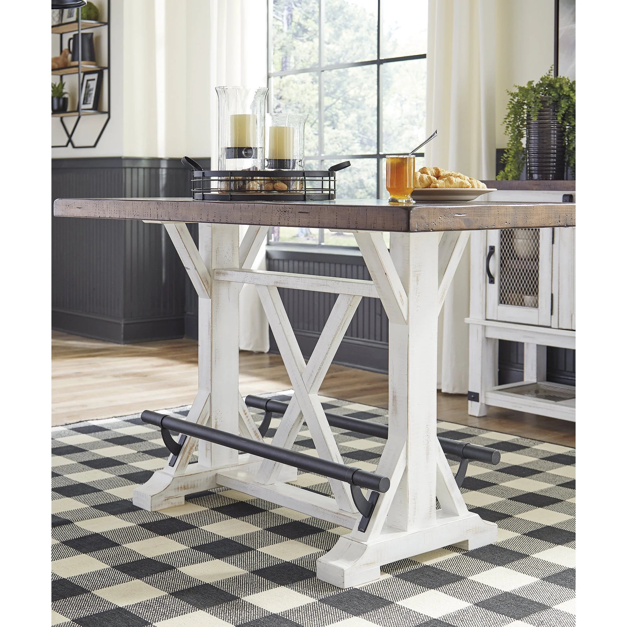 White/Brown Counter Height Dining Table R1414