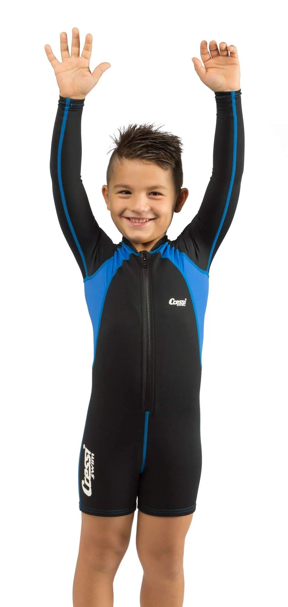 Black/Blue XX-Large Boy's Long Sleeve One-piece Shorty Swimsuit V385