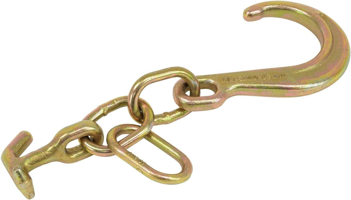 (2 Pack) 8" G70 J Hook with T-J Hooks and Enlarged Link, 5,400 lbs WLL T41427