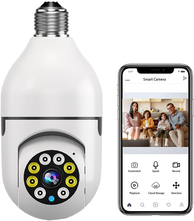 E27 1080P PTZ Smart Security Light Bulb Camera with 2.4GHz 5G WiFi J973031