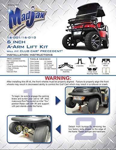 6x22 A-Arm Lift Complete Kit for Club Car Precedent Golf Carts B1222