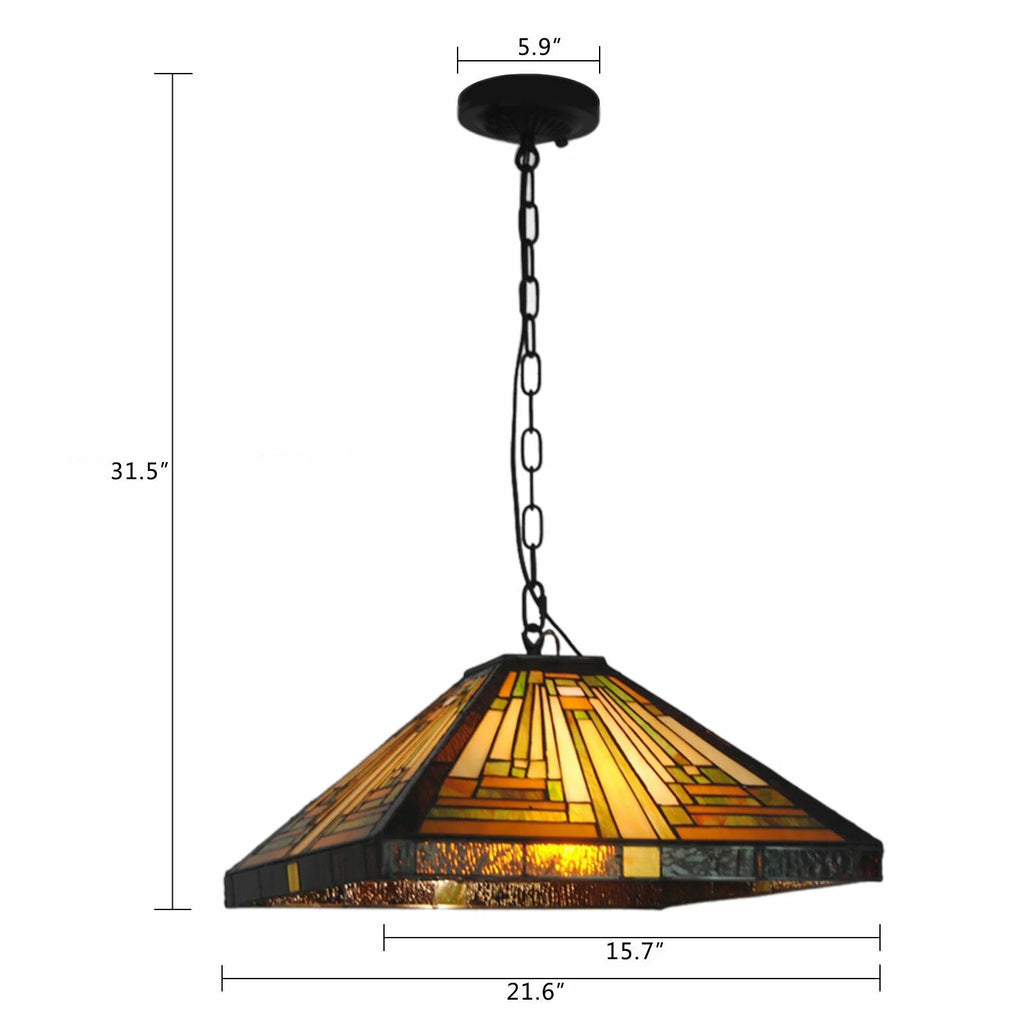 Vintage Stained Glass Pendant Lamp Ceiling Fixture X201