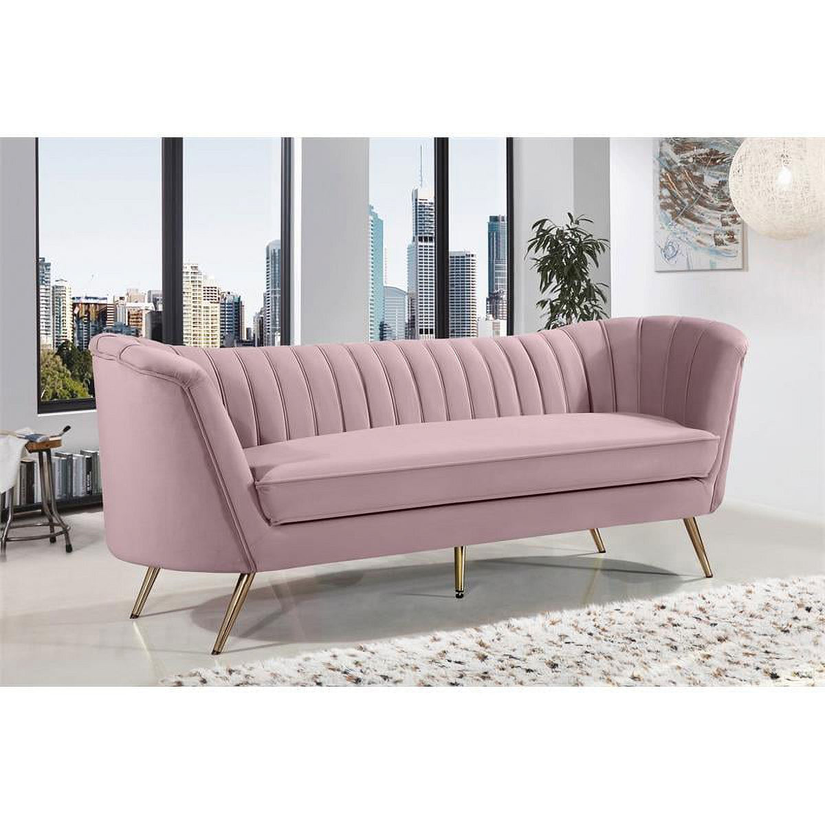 3-Piece Set with Accent Chair Loveseat and Sofa in Pink and Gold S131