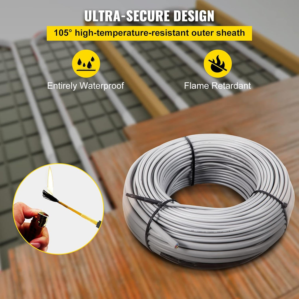 Floor Heating Cable 145.3 Square Feet with Temperature Control Panel C100