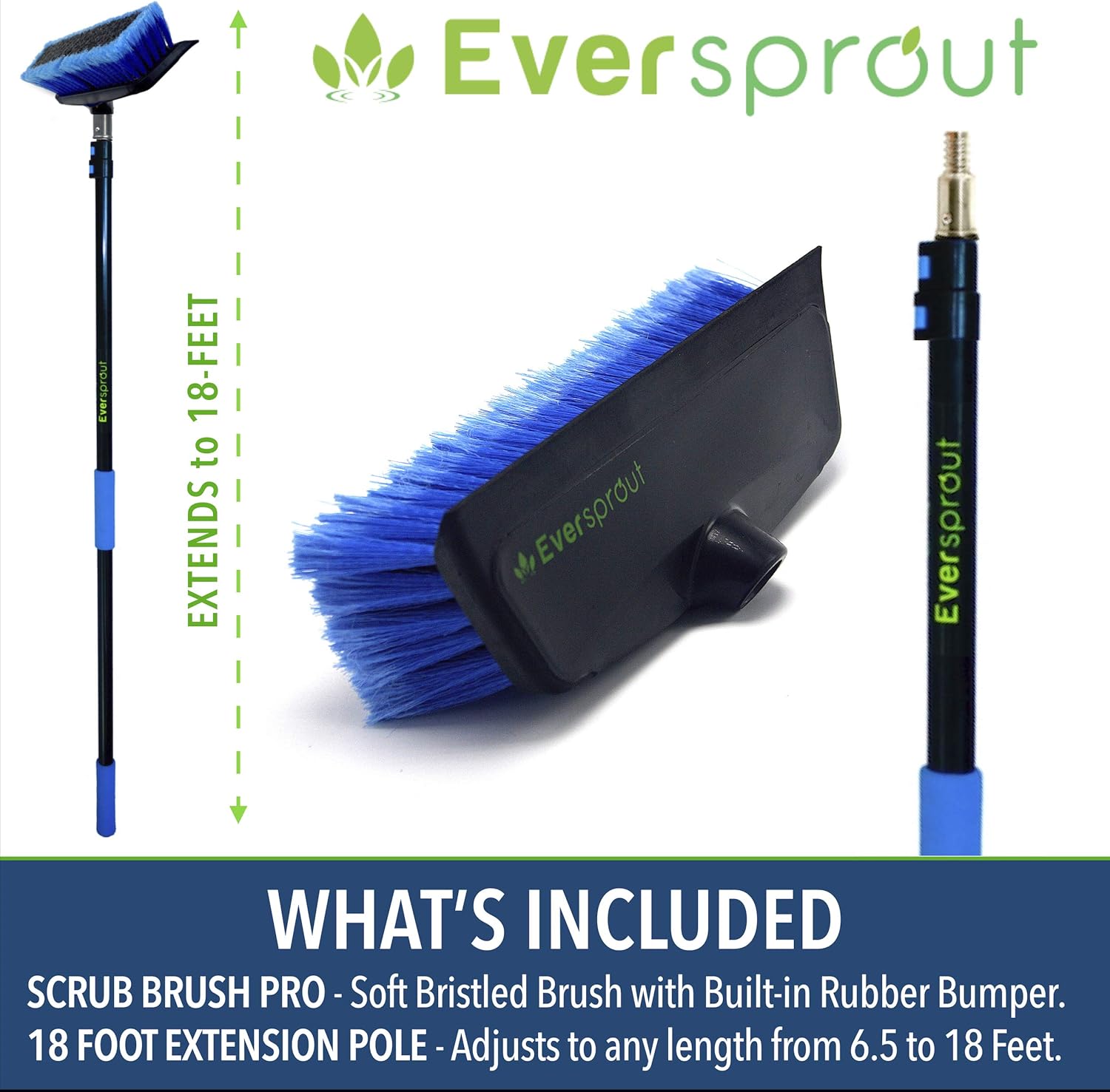 5-to-12 Foot Scrub Brush with Rubber Bumper V23025