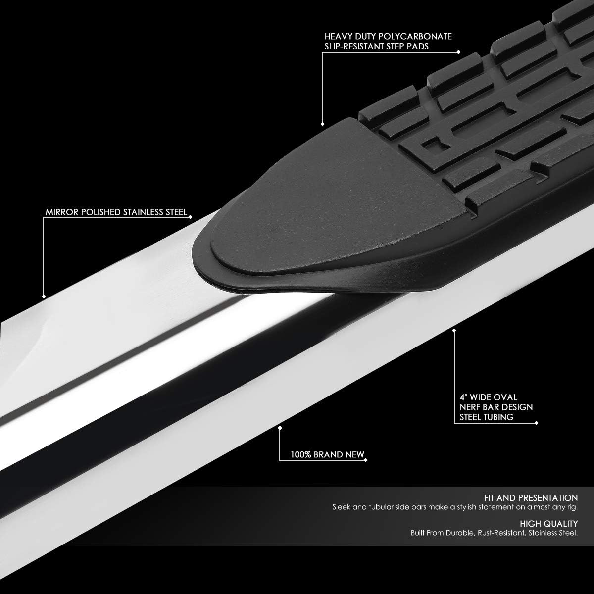 Polished Chrome Stainless Steel Side Step Nerf Bar Running Board A727517