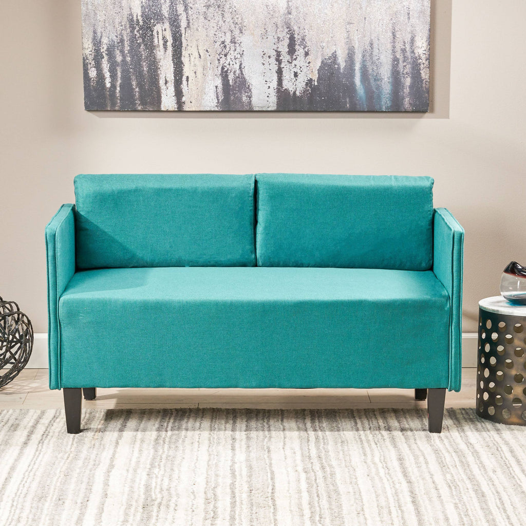 Dark Teal Fabric Loveseat R60121