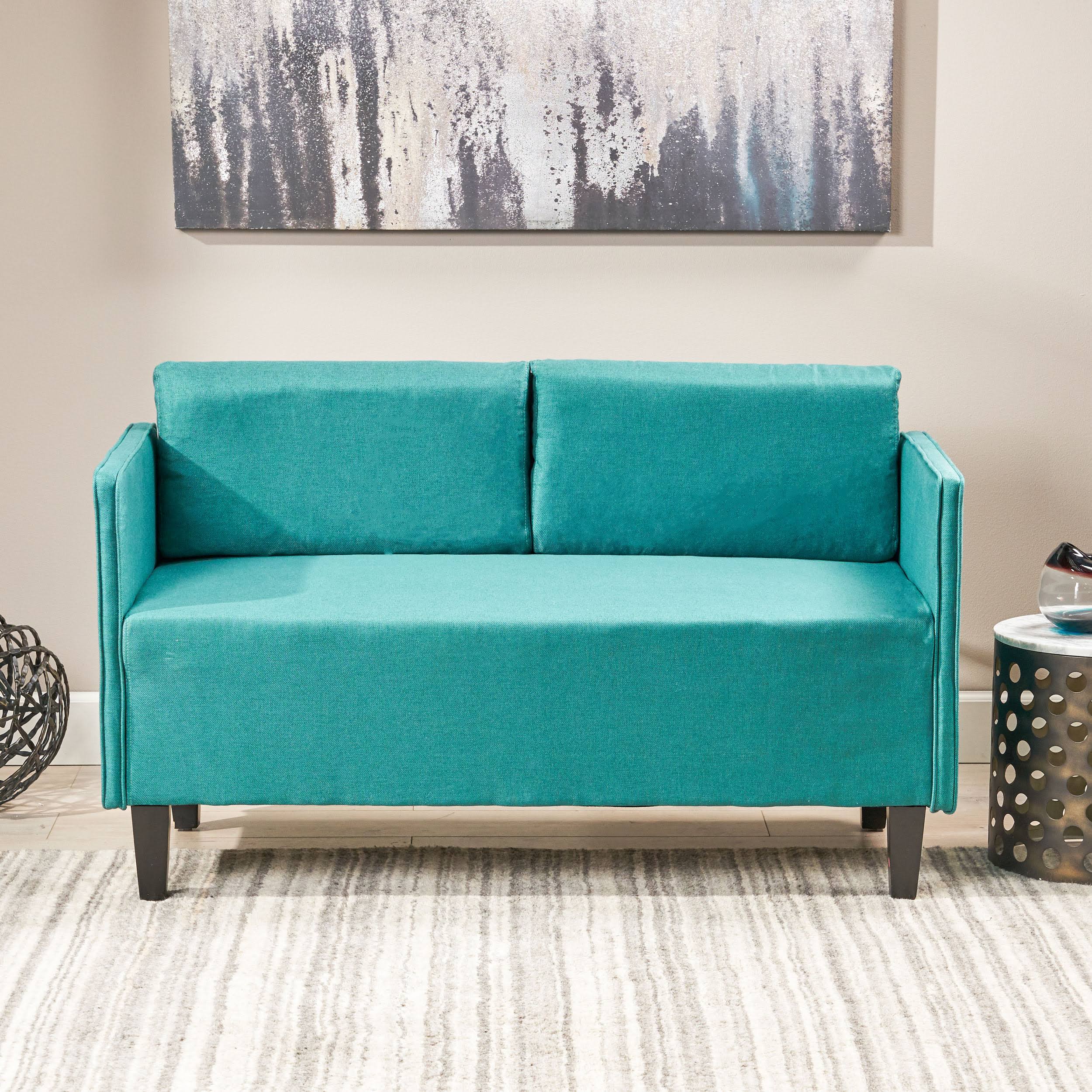 Dark Teal Fabric Loveseat R60121