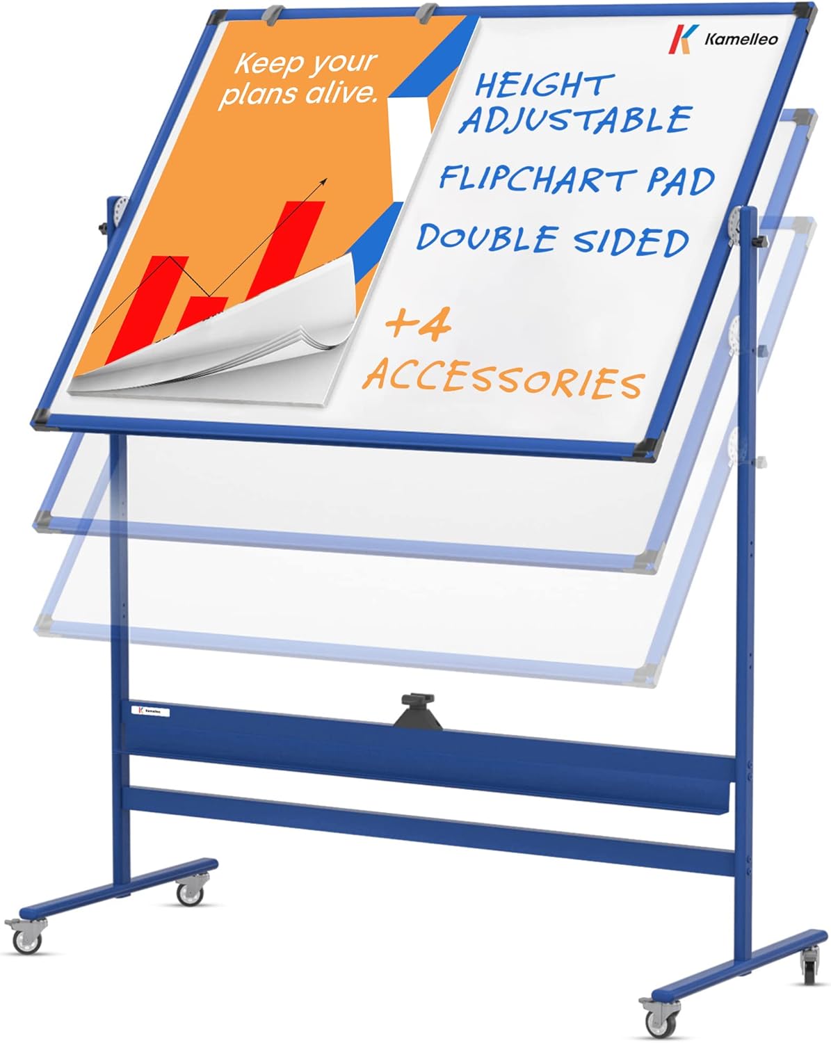 Magnetic Dry Erase White Board, Extra Large Rolling Whiteboard with Stand, Double Sided Adjustable Portable Easel I3925