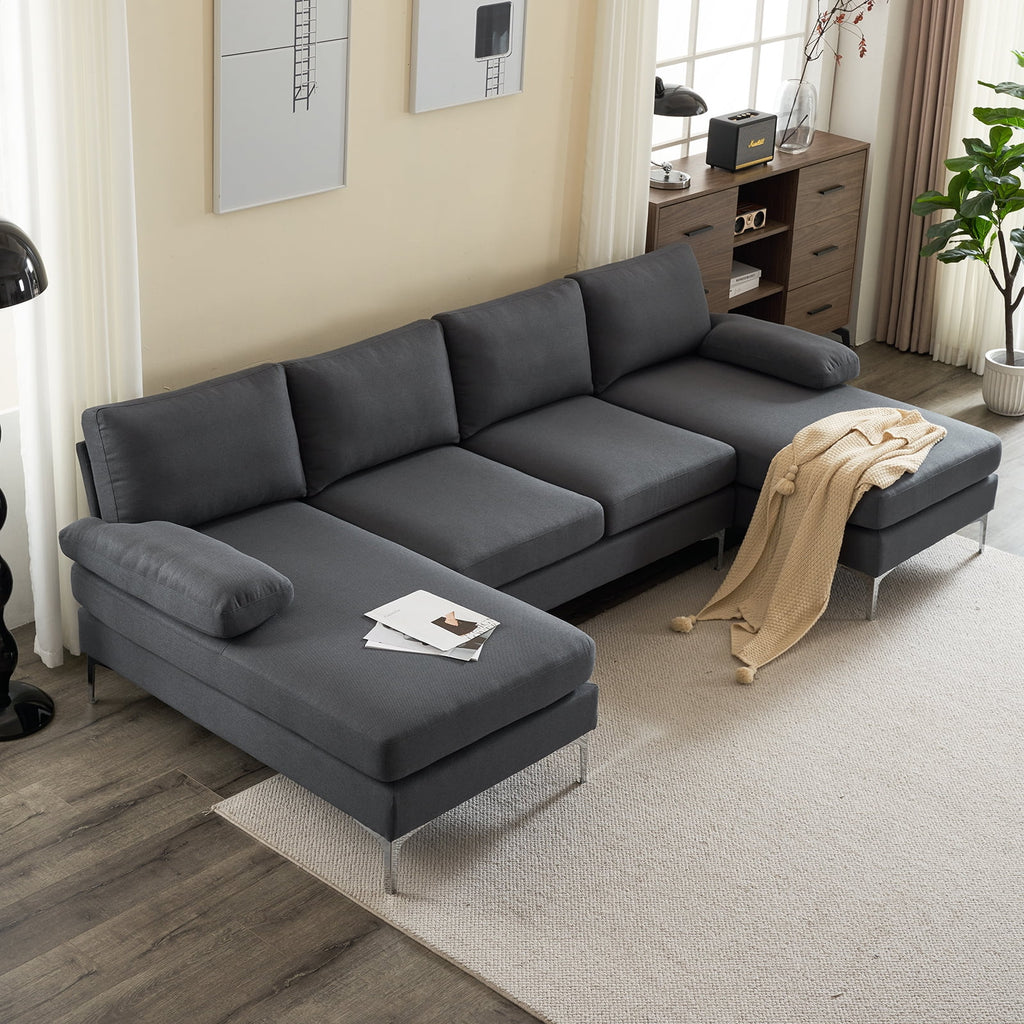 Dark Gray U-Shaped 4-Seat Modular Sofa K685