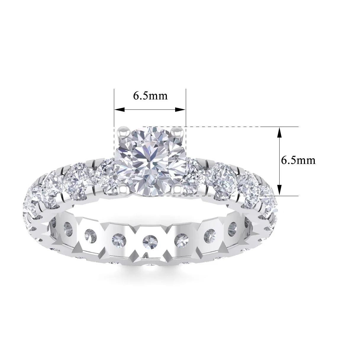3 Carat Round Shape Moissanite Eternity Ring in 14 Karat White Gold Y43595