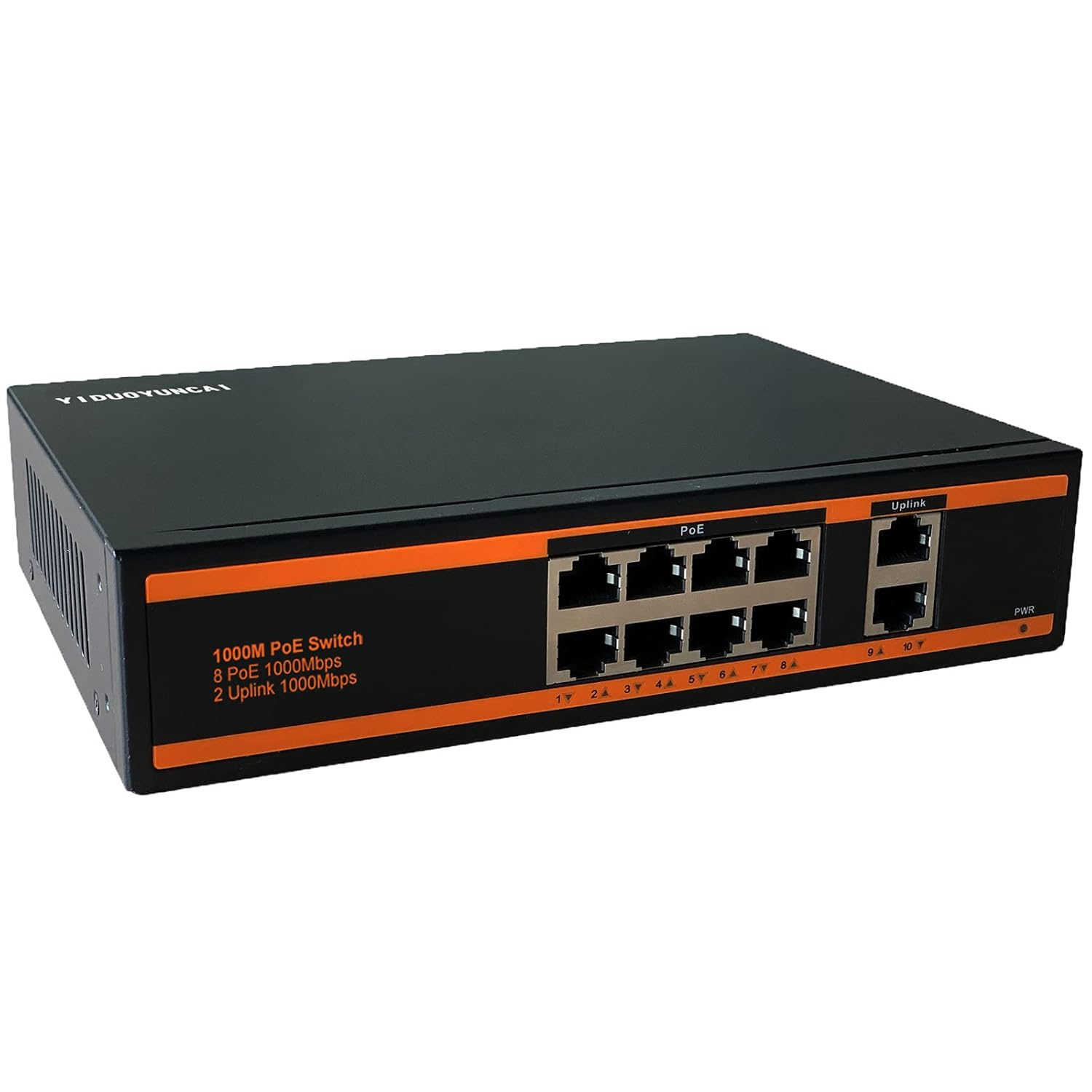 10 Port Gigabit PoE Switch, 8 Port PoE+ 1000Mbps, 2 Uplink Port, 150W, Metal, Fanless, Pack of 2 N754