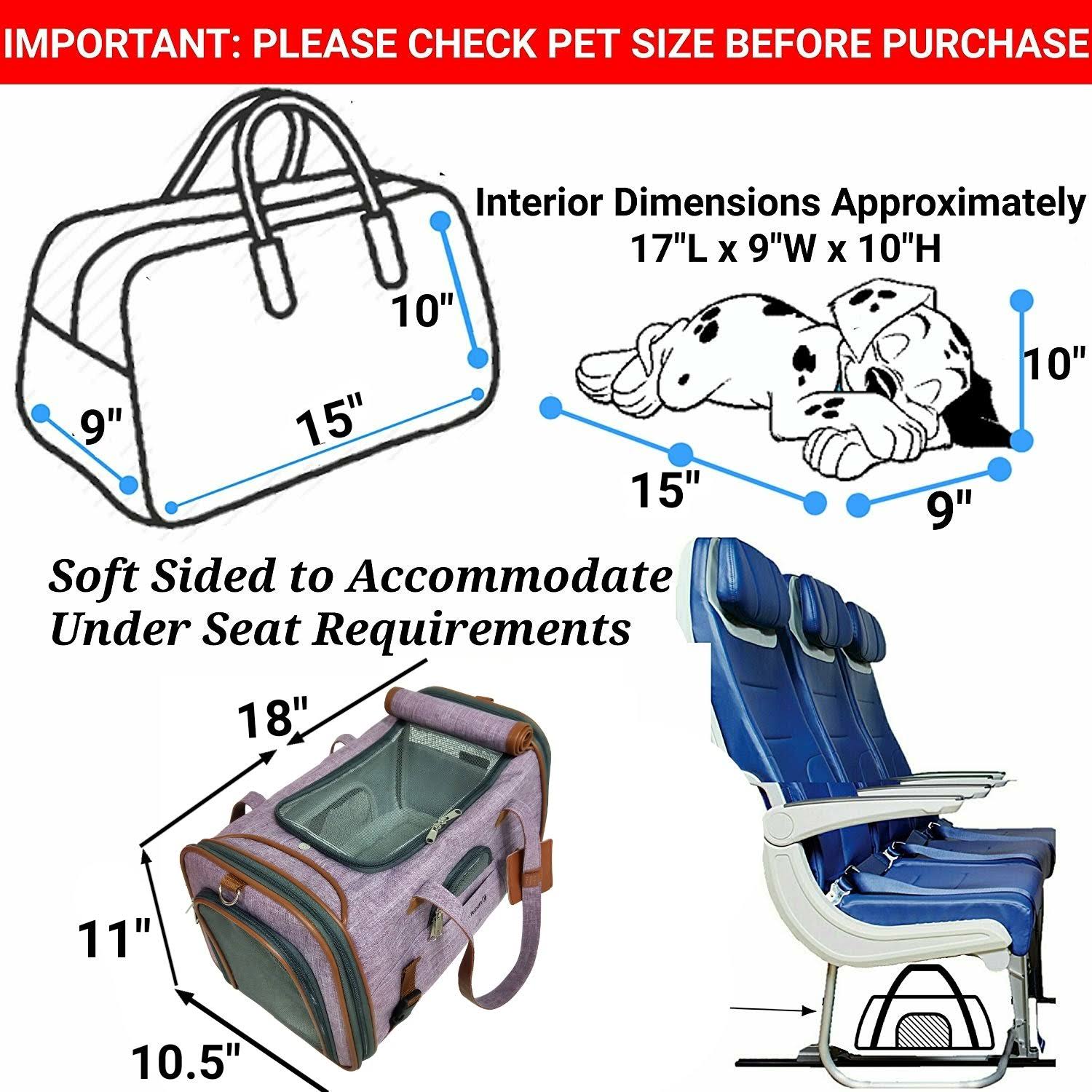 Airline Approved Soft Sided Pet Carrier Tote X4662