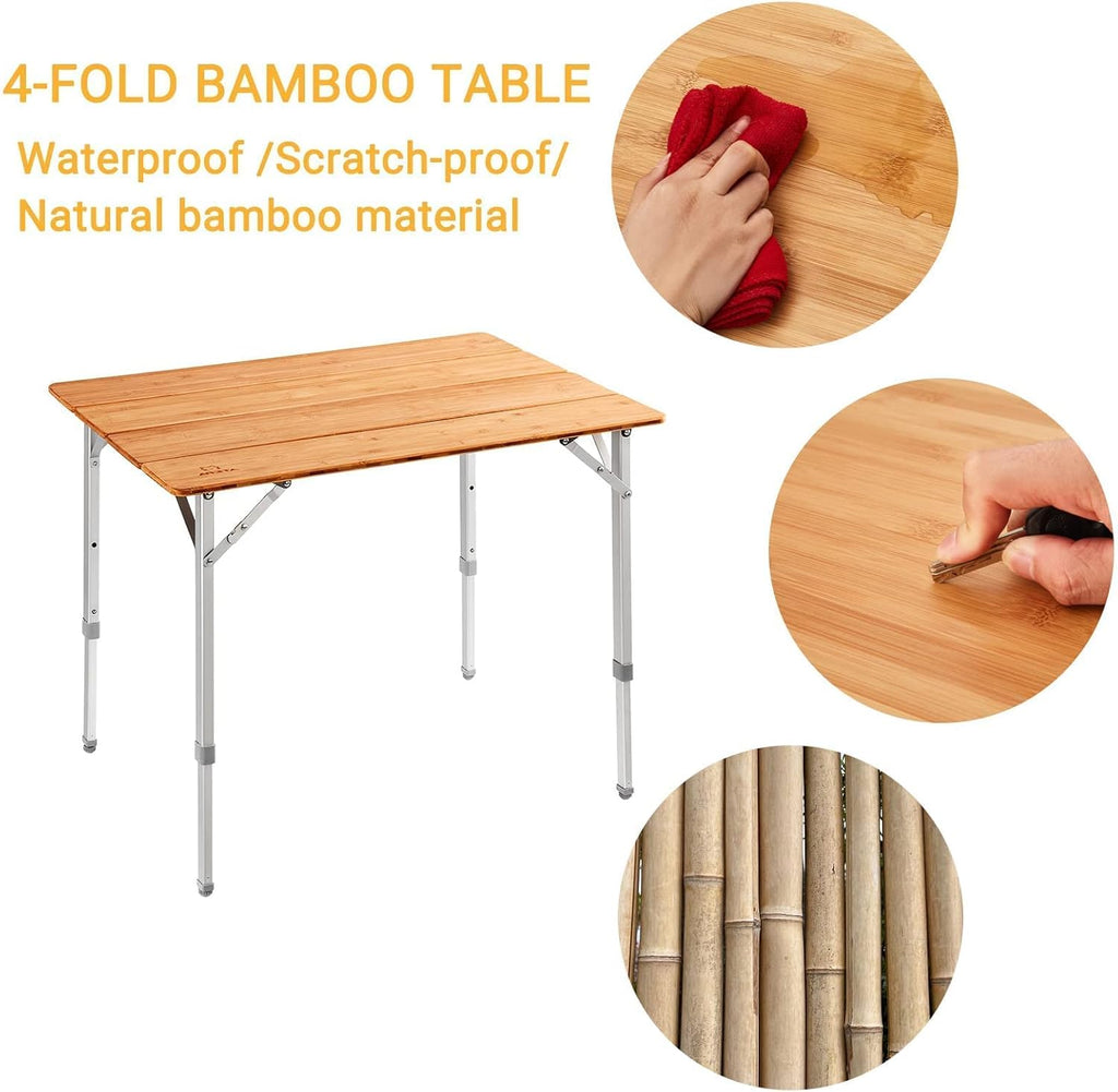 Bamboo Folding Camping Table with Carry Bag A50313