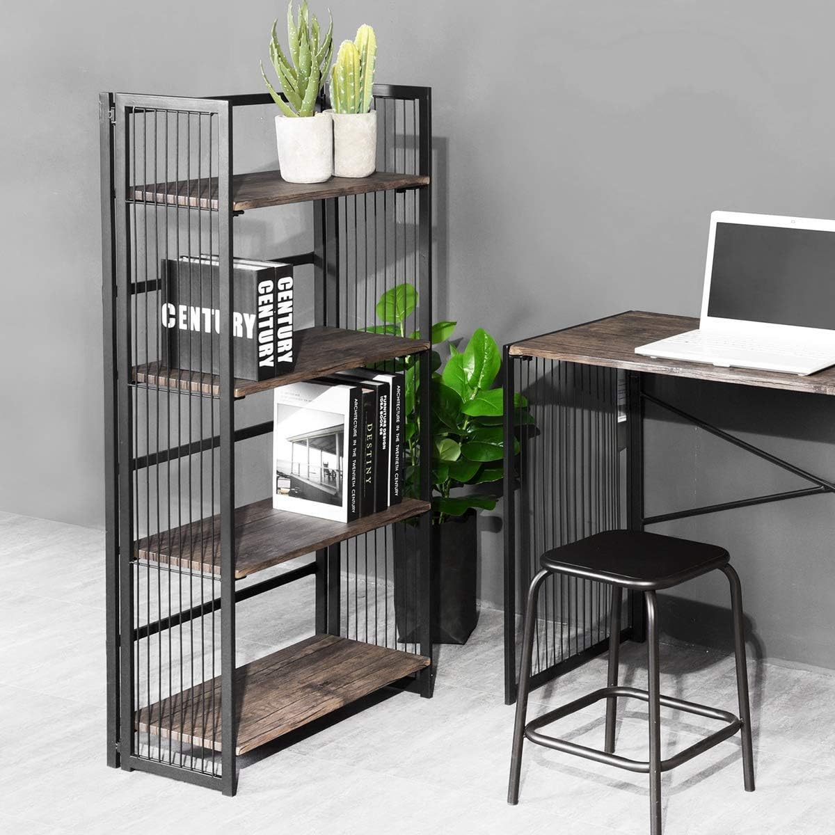 4-Tier Foldable Bookshelf Bookcase P38162