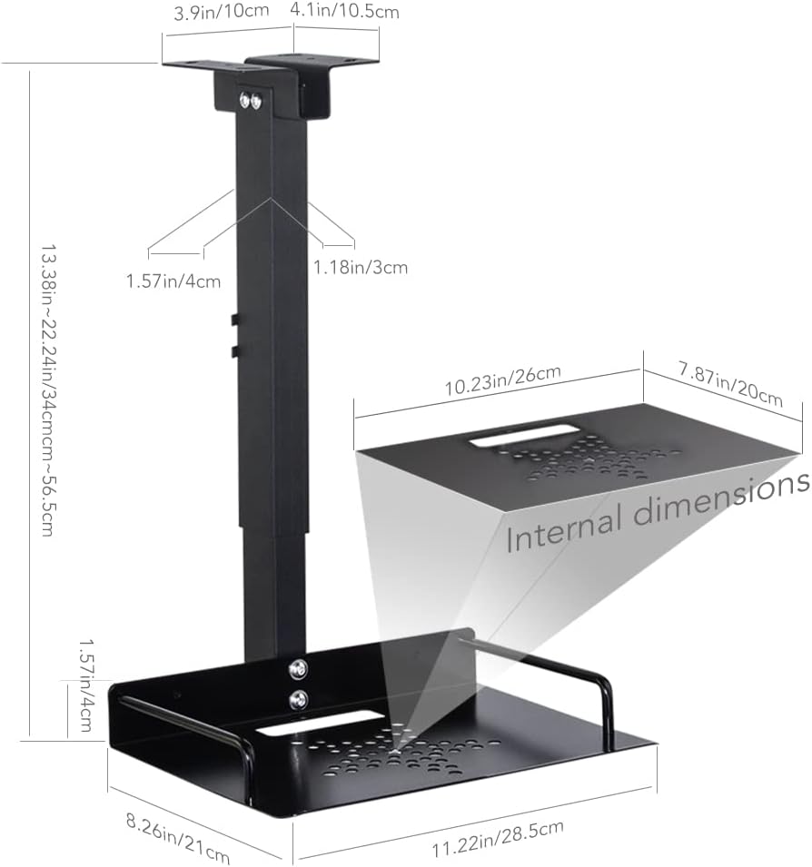 Universal Ceiling Mount with Tray, 11.4-22 inches Adjustable, Aluminum Alloy X4349
