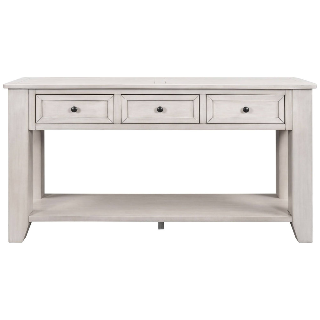 White 3 Drawer Console Table with Shelf Q987