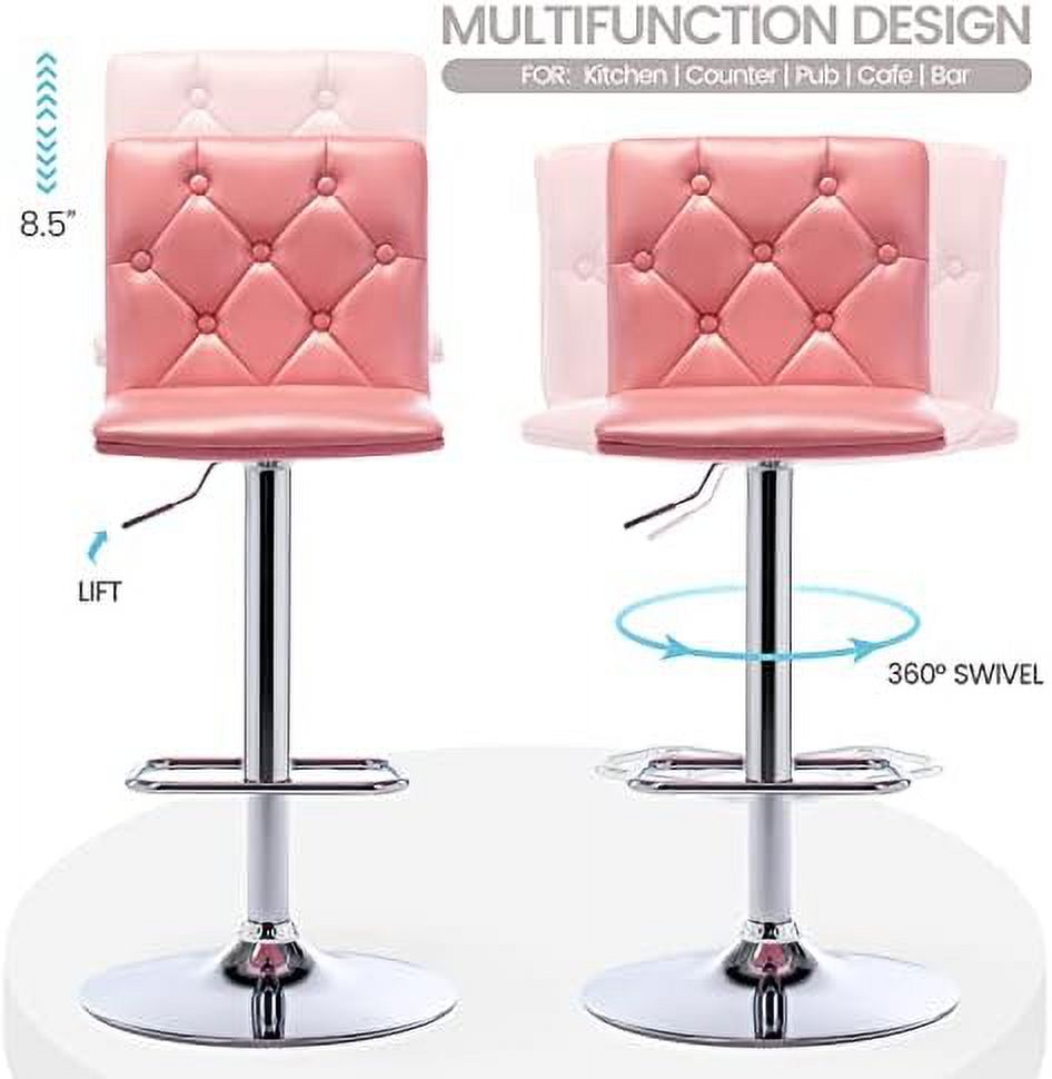 Tufted Adjustable PU Leather Swivel Barstools with Back Armless Counter Height Chairs H90303