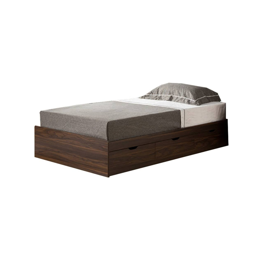 Dark Walnut Brown Wooden Twin Size Chest Bed with 3 Drawers C601941