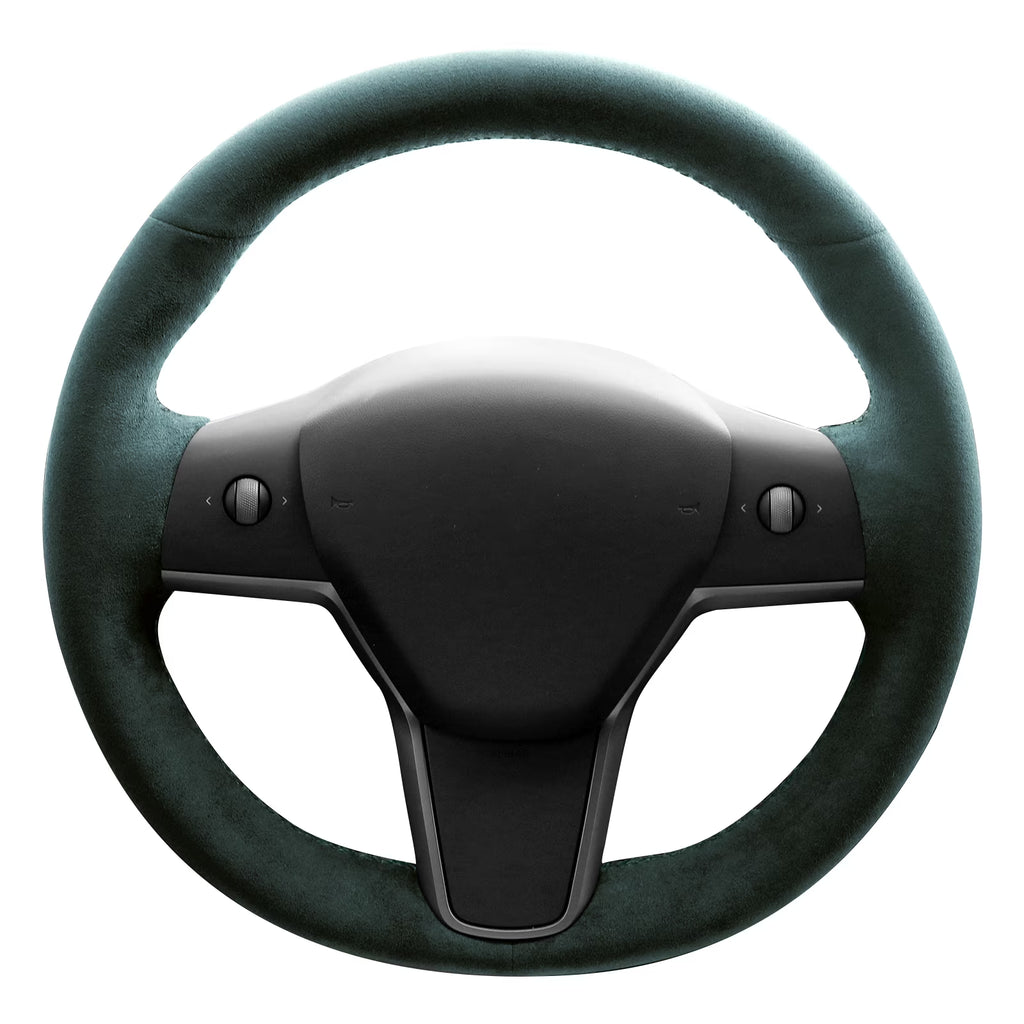 Green Alcantara Car Steering Wheel Cover D6026